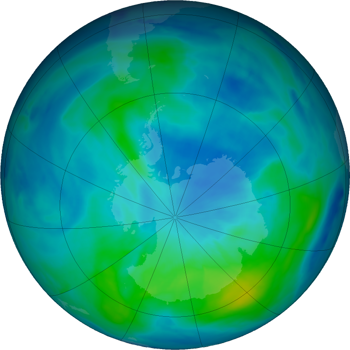 Antarctic ozone map for 14 March 2024